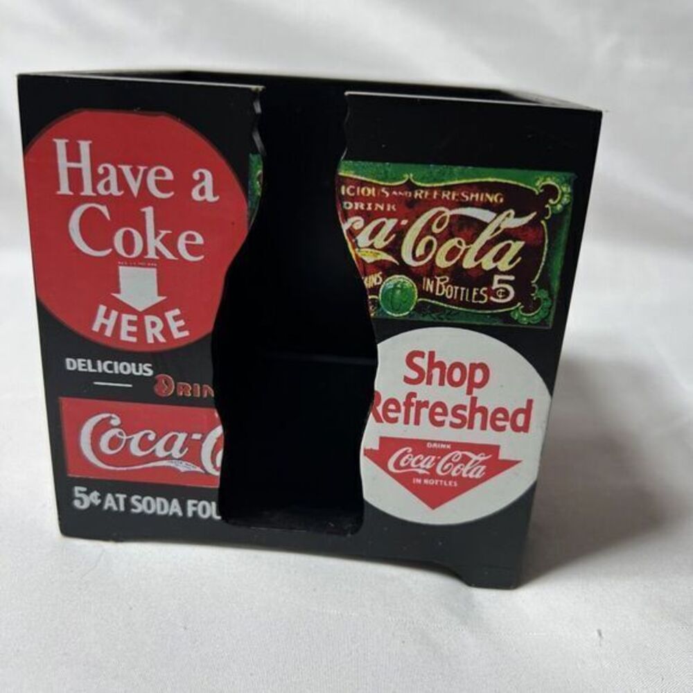 Coca-Cola Note Holder Black 3 5/8"x 3 5/8" Holds 3x3 POST IT NOTES-Wood